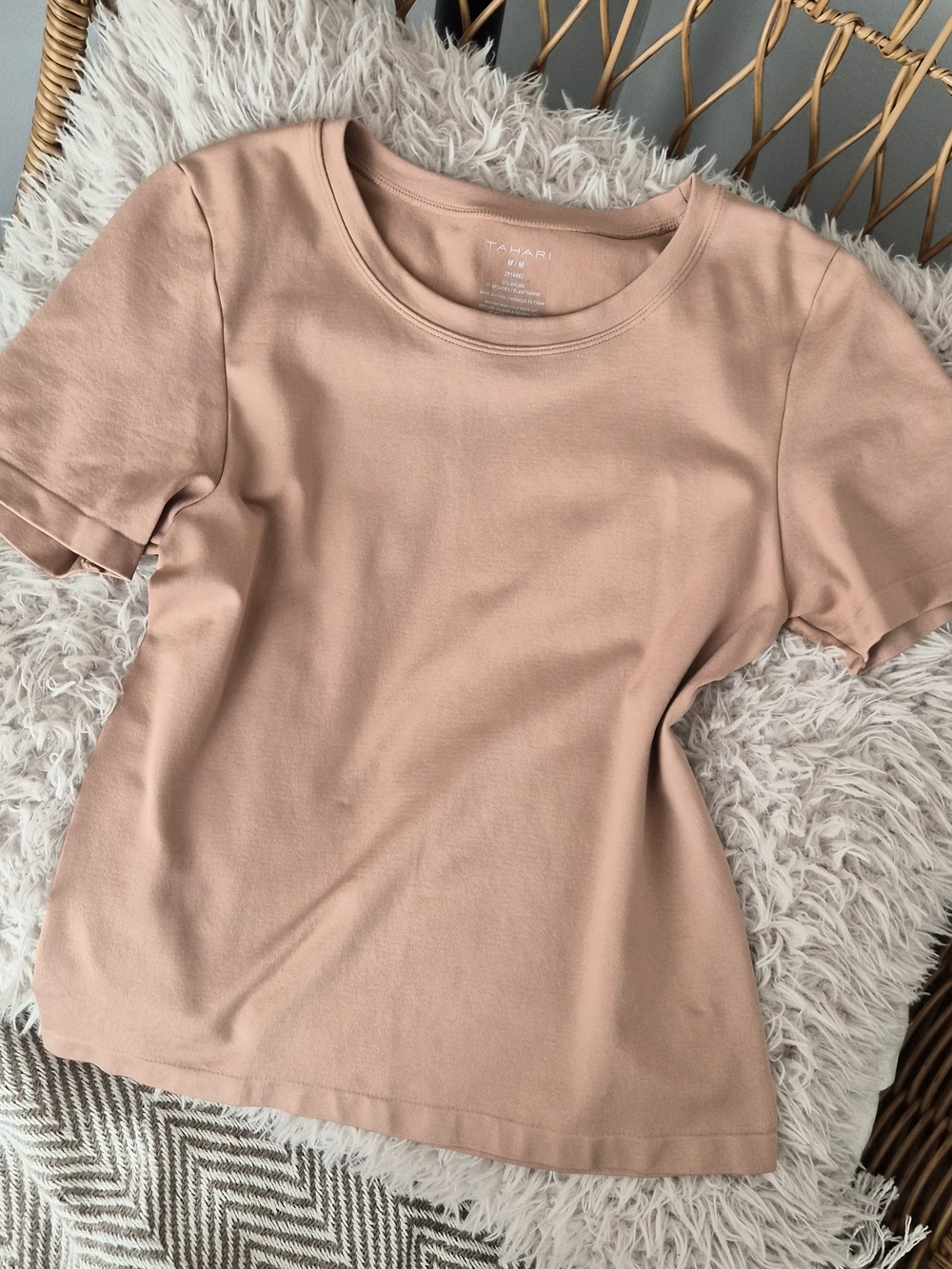 Tahari Camel Short Sleeve Crewneck Tee